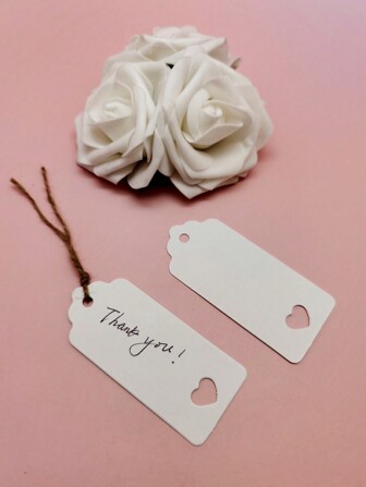100 Etiquetas colgantes + 20m de cordel de yute, etiquetas en blanco con forma de corazón hueco rectangular, etiquetas de embalaje para el Día de San Valentín
