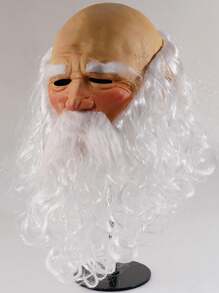 Divertida Máscara De Anciano Realista Con Gran Barba - Albaricoque - Ver 2