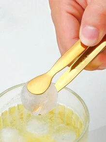 1pc 304 Stainless Steel Cocktail Ice Tongs, Ideal For Daily Use - Yellow - View 1