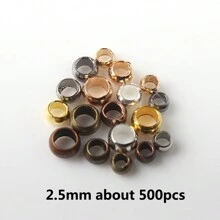 2/2.5/3mm Bi Nhỏ Crimps Cấp Hạt Chặn Miếng Đệm Thành Phần Hạt Làm Trang Sức Tự Làm Thủ Công chất liệu 500 chiếc - Nhiều màu - Xem 10