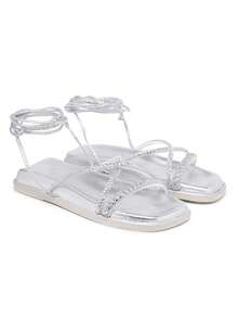 Women Flat Sandals - 銀色 - 查看 1