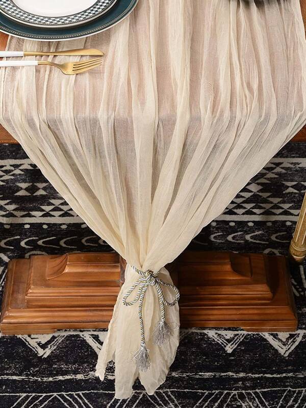 1 pieza Camino de mesa , bohemio gasa queso paño Camino de mesa , romántico transparente Camino de mesa para boda nupcial fiesta de bienvenida al bebé de fiesta de cumpleaños mesa Decoración