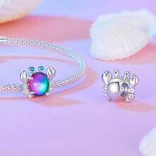 bamoer 1 cái 925 sterling bạc Mộng mơ Loạt Chói sáng Cua Hạt Hải mã Vật rủ xuống Đối với phụ nữ Vòng tay Và Dây chuyền DIY - Bạc - Xem 4