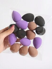 15pcs Medium Size Makeup Sponge Set For Liquid, Cream, & Powder Foundation Application, Multipurpose Cosmetic Sponge For Flawless Blending & Great Coverage, Latex-Free Makeup Sponge - Multicolor - View 1