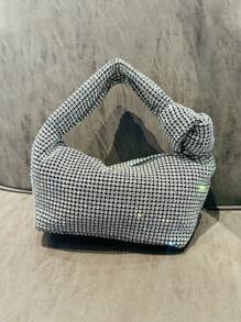 JIOMAY Bling Rhinestone Handbag With A Knot For Evening Wear, Also Comes With Diamonds And Hardware - Silver - View 2