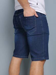 Men Denim Shorts - Dark Wash - View 5