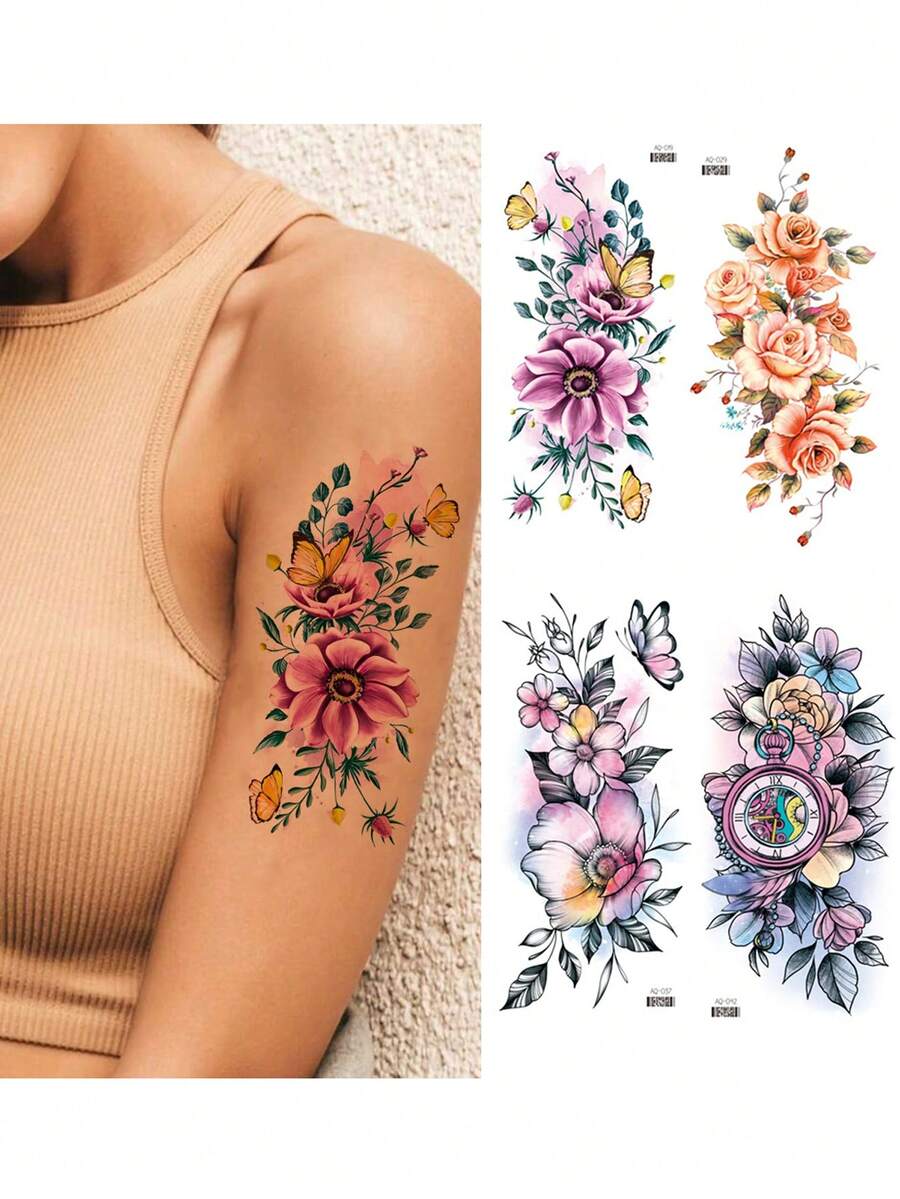 Hình xăm tạm thời Thực vật - Nhiều màu - Xem 1