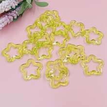 10入組/袋,30mm透明掛孔空心梅花五角星diy珠寶配件手工吊墜車內鑰匙扣材料顏色