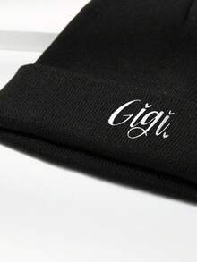 1 Peça Chapéu De Malha Quente Unissex Bordado Com Letras Gigi, Adequado Para O Uso Diário No Outono E Inverno