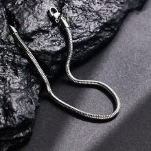 1個男士簡約時尚不鏽鋼蛇骨手鏈,批發個性化嘻哈潮流銀飾 - 銀色 - 查看 2