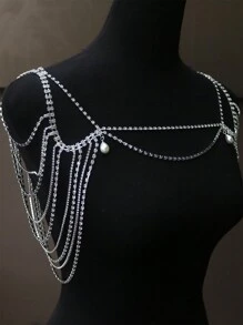 Luxury Sparkling Rhinestone Shoulder Chain, Bridal Wedding Body Jewelry