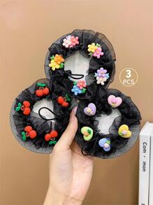 3 Piezas Redes Para Cabello Bonitas Para Niñas Para Hacer Un Moño De Ballet - Multicolor - Ver 3