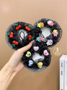 3 Piezas Redes Para Cabello Bonitas Para Niñas Para Hacer Un Moño De Ballet - Multicolor - Ver 2