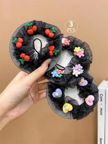 3 Piezas Redes Para Cabello Bonitas Para Niñas Para Hacer Un Moño De Ballet - Multicolor - Ver 4