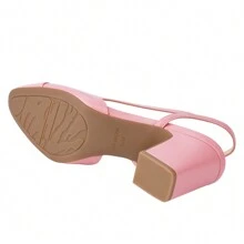 JENN ARDOR Women's Slingback Low Heels Block Heel Pumps Closed Toe Ankle Strap Splicing Color Chunky Heels Work Event Wedding Shoes 2.5 Inch - Hồng - Xem 6