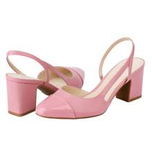 JENN ARDOR Women's Slingback Low Heels Block Heel Pumps Closed Toe Ankle Strap Splicing Color Chunky Heels Work Event Wedding Shoes 2.5 Inch - Hồng - Xem 8