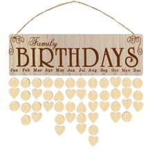 1 套 DIY 木质家庭生日牌挂件，日历壁挂式生日提醒，生日装饰挂件，精美礼物 - 黑色 - 查看 1