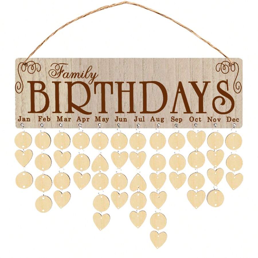 1 套 DIY 木质家庭生日牌挂件，日历壁挂式生日提醒，生日装饰挂件，精美礼物 - 黑色 - 查看 1