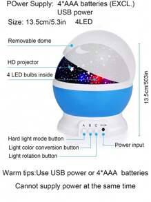 1入組led夢幻投射旋轉燈 - 黑與白 - 查看 6