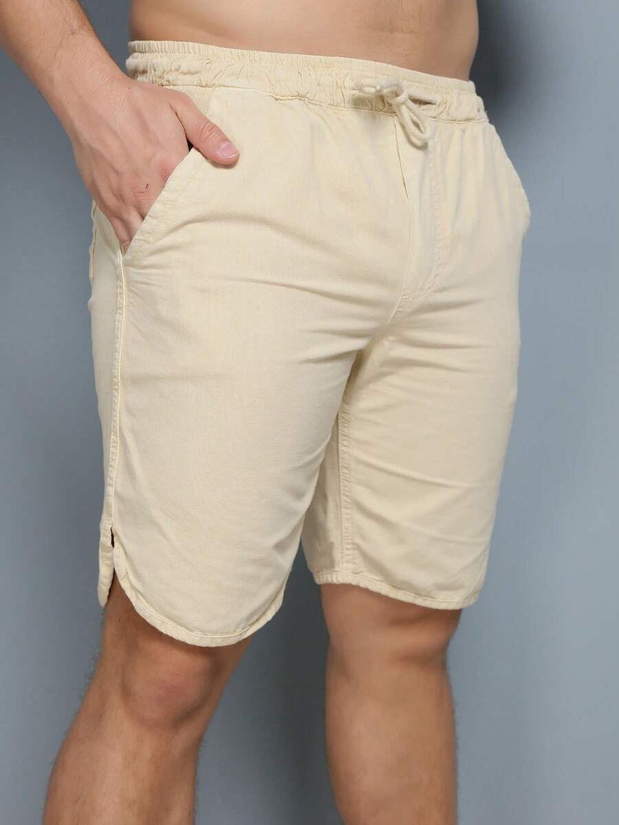 Men Denim Shorts - Beige - View 1