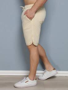 Men Denim Shorts - Beige - View 3