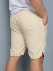 Men Denim Shorts - Beige - View 2
