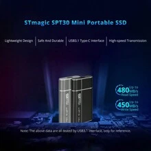 Stmagic便攜式ssd 128gb 256gb 512gb 1tb 2tb 迷你外接固態硬盤,480mb/s適用於筆記本電腦智能手機ps4 Pc電視禮物 - 黑色 - 查看 4