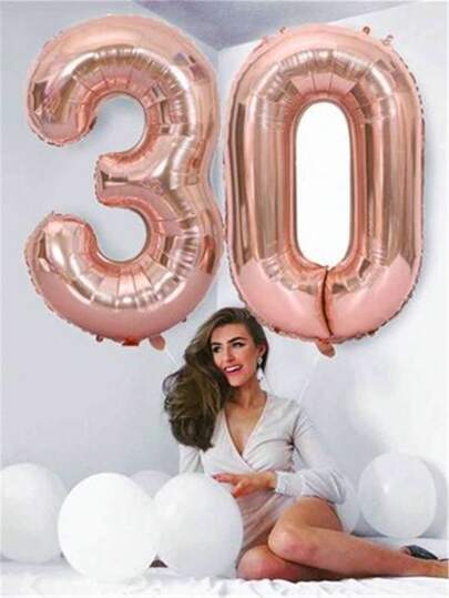 1 conjunto de balões metalizados gigantes de 32" com números, decorações para festa de feliz aniversário, presentes para adultos, aniversário de casamento, cenário de Halloween, balões gigantes com números em dourado, prata, rosa, azul, ouro rosé, vermelho, preto
