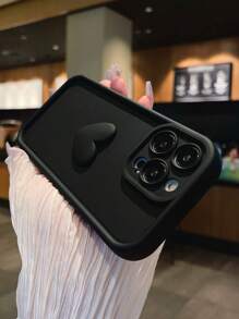 1個3d愛心竹質材料手機殼,適用於iphone14/13 - 黑色 - 查看 1