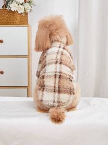1pc Plaid Pattern Fleece Pet Hoodie, Suitable For Cats And Dogs, Autumn/Winter