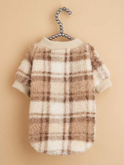 1pc Plaid Pattern Fleece Pet Hoodie, Suitable For Cats And Dogs, Autumn/Winter