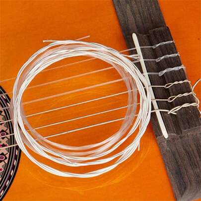 1set 6pcs Coated Nylon & Composite Naphthalene Strings With Silver Coating For Classical Guitar Instruments,Headphones Studio,Guitar Double 6,35mm,String Guitar, Guitar Pick Holder