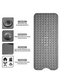 1pc Bath Mat - Lux Decor Non-Slip Durable PVC Tub Mat With Suction Cups And Drainage Holes - 40x16 Inches- For Shower And Bathtub Comfort, Roll-Up Storage, Home Decor, Back To School, Graduation Gifts-, Spring Cleaning Upgrade, Valentine's Day Spa Feel, Safety First, Quick Dry Surface, Mold Resistant, Easy Clean, Comfortable Standing, Shower Essential, Bathtub Safety, Bathroom Upgrade, Daily Use Mat, Home Basic, Family Use, Everyday Living - Xám - Xem 9