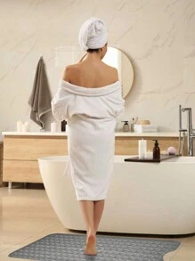 1pc Bath Mat - Lux Decor Non-Slip Durable PVC Tub Mat With Suction Cups And Drainage Holes - 40x16 Inches- For Shower And Bathtub Comfort, Roll-Up Storage, Home Decor, Back To School, Graduation Gifts-, Spring Cleaning Upgrade, Valentine's Day Spa Feel, Safety First, Quick Dry Surface, Mold Resistant, Easy Clean, Comfortable Standing, Shower Essential, Bathtub Safety, Bathroom Upgrade, Daily Use Mat, Home Basic, Family Use, Everyday Living - Xám - Xem 8