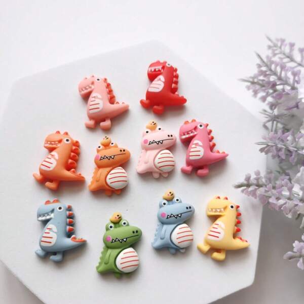 10 piezas mixto mate de resina dulce de cocodrilo & dinosaurio con dibujos animados DIY Bisutería Pinzas de cabello , bandas elásticas , Taza Pegatinas , Pendientes , Manicura decoraciones , Decoraciones de zapatos , Funda para móvil decoraciones , festival Tarjeta haciendo