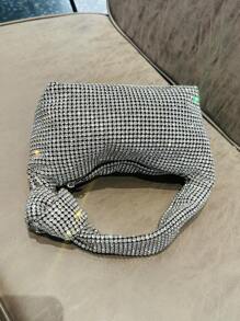 JIOMAY Bling Rhinestone Handbag With A Knot For Evening Wear, Also Comes With Diamonds And Hardware - Silver - View 7