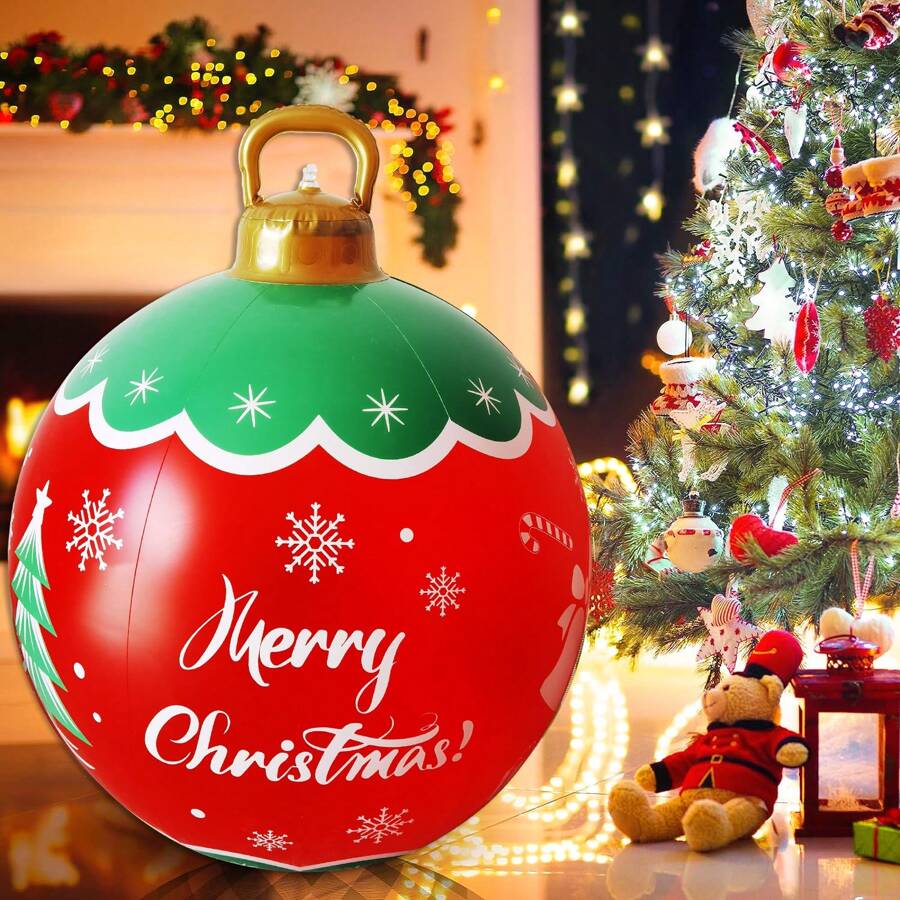 Inflatable Christmas Balls Christmas Decorated Ball Ornaments 24 Inch