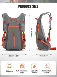 超輕背包男女戶外徒步行走閑暇背包輕量級旅行背包運動旅行防水背包學生背包適用於戶外徒步行走閑暇使用輕便禮物爸爸朋友的新年禮物情人節禮物 - 灰色 - 查看 6