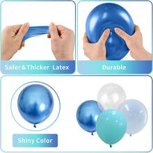 Globos De Color Azul Turquesa, 30/60 Piezas De Globos De Color Azul Turquesa Con Globos Metálicos Transparentes De Color Azul. Globos De Color Perlado Pastel Para Decoración De Fiestas Con Temática De Océano, Tiburones, Mar Y Sirena. - Multicolor - Ver 4