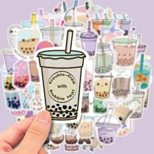 50pcs Bubble Milk Tea Doodle Stickers To Decorate Phone, Computer, Luggage, Notebook - Apricot - View 1