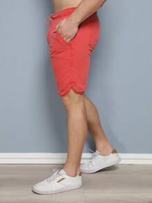 Men Denim Shorts - Orange - View 3