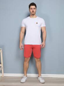 Men Denim Shorts - Orange - View 7