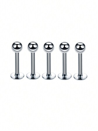 5 st/set 16g Rostfritt stål Spike Cone Ball Skruv Design Kroppssmycken för europeisk och amerikansk piercingdekoration, brosköronpiercing för kvinnor och män