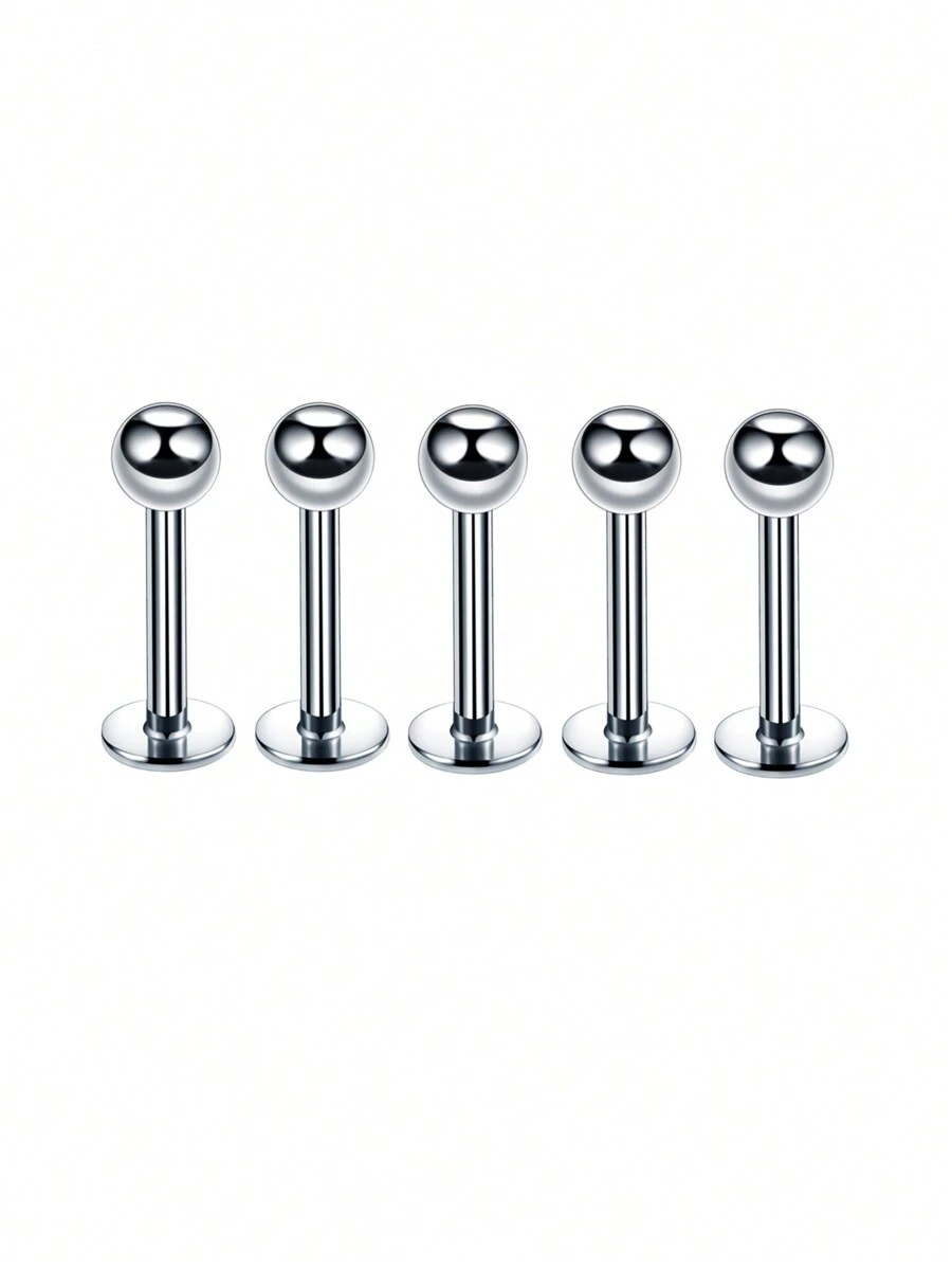 5 件/套 16 克不锈钢尖锥滚珠螺丝设计身体首饰，适用于欧美穿孔装饰，男女皆宜的软骨耳洞