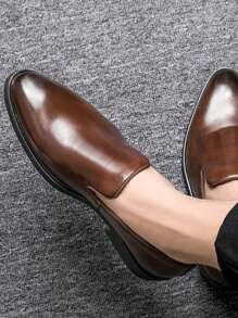 全新棕色韓式懶人鞋,男款經典pu材質,設計師配件休閒鞋,附流蘇細節,低幫設計 - 棕色 - 查看 6