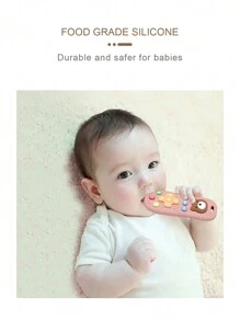 Baby Remote Controller Shaped Teether Toy, Silicone, Anti-Lost, For Long Teething And Soothing - 藕粉色 - 查看 3