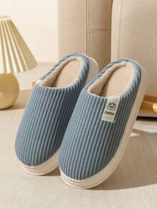 女式厚底秋冬鞋,室內/室外防滑靜音保暖拖鞋 - 灰色 - 查看 3