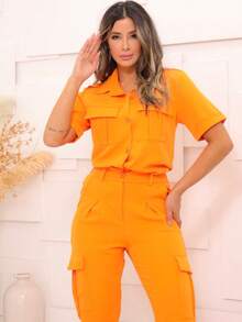 Women Two-piece Outfits - Orange - View 5