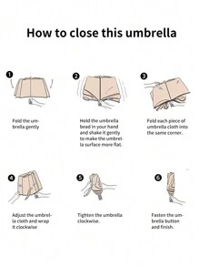 1pc Solid Color Umbrella - Black - View 7