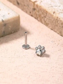 1 Miếng Dễ thương & Đúng mốt Thép không gỉ Thú vật Chân Hình dạng Đinh tán tai Thích hợp Đối với Của phụ nữ Mặc hàng ngày - Bạc - Xem 3